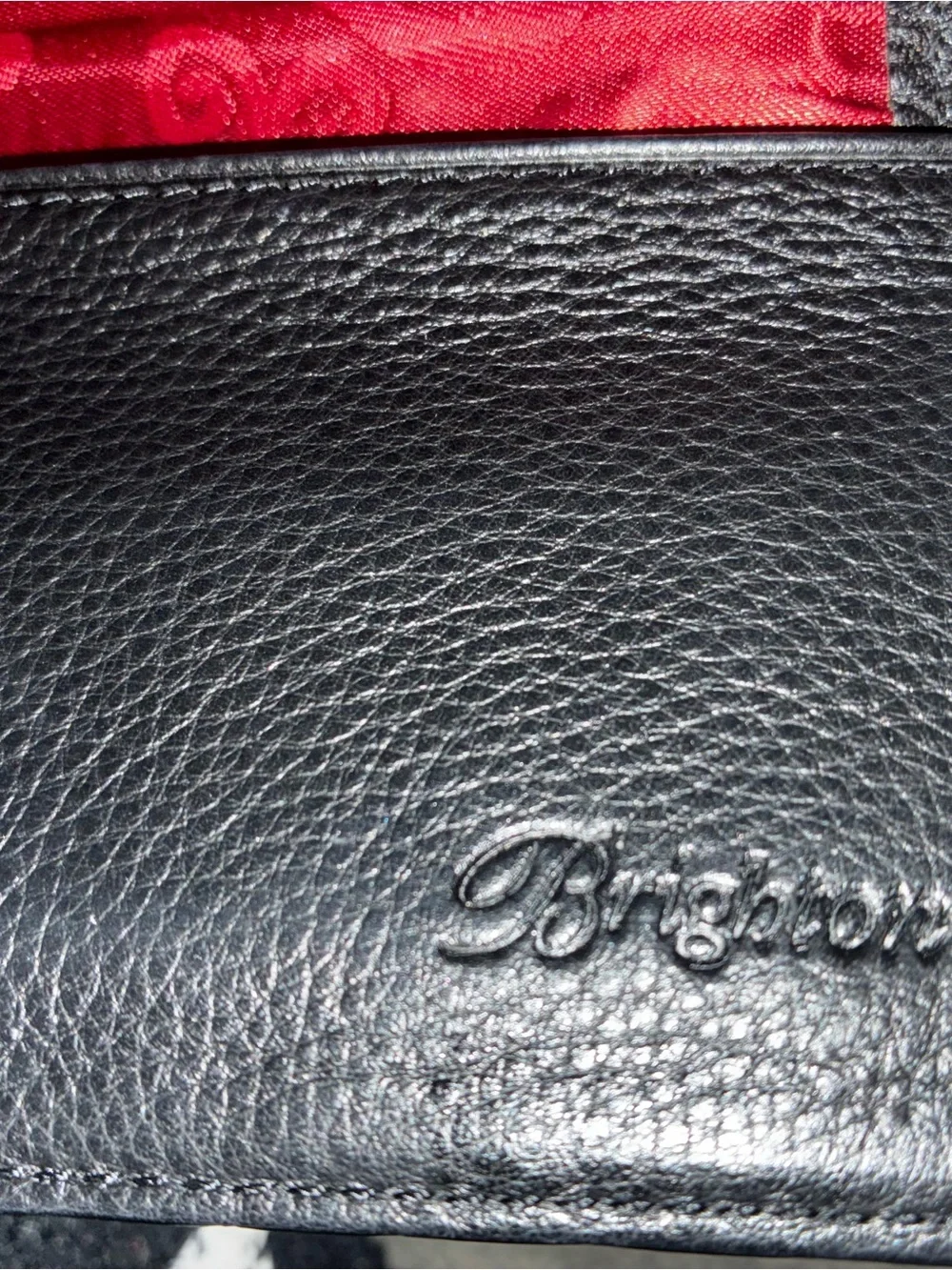 Brighton Black Croc-Embossed Patent Wallet with Silver Filigree Buckle